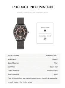 Nine West Reloj de pulsera para mujer con correa de malla y de aleación, estilo minimalista, casual, adecuado para trabajo, viajes, negocios y uso diario, regalo elegante para mujer, color negro