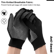 12 Pares de Luvas de Proteção para Homens e Mulheres, Luvas de Nylon Tricotadas Elásticas com Pontos Antiderrapantes de PVC para Construção, Jardinagem, Mecânica, Armazém e Industrial, Cozinha, Banheiro, Casa, Suprimentos Domésticos