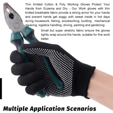 12 Pares de Luvas de Proteção para Homens e Mulheres, Luvas de Nylon Tricotadas Elásticas com Pontos Antiderrapantes de PVC para Construção, Jardinagem, Mecânica, Armazém e Industrial, Cozinha, Banheiro, Casa, Suprimentos Domésticos