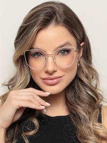 Frame Glasses For Women METAL Clipon 2 In 1 Big CAT With Case + Flannel POLARIZED UV400 SUN LENS - trắng - Xem 2