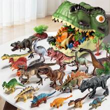 1-76 piezas Conjunto de juguetes de dinosaurios jurásicos, figuras realistas de dinosaurios de plástico blando como Triceratops, T-Rex, Pteranodon y otros, regalos educativos para fiesta de cumpleaños - Multicolor - Ver 2