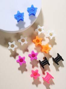 12pcs 12mm Silicone Pentagram Ear Gauges, Random Color, Ear Plugs, Ear Piercing Jewelry, Suitable For Daily Wear And Holiday Gifts - Outer Five Stars - View 4