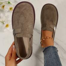 Women's Fashion Clogs Padded Suede With Outdoor Slippers Adjustable Buckle Slippers - 棕色 - 查看 3