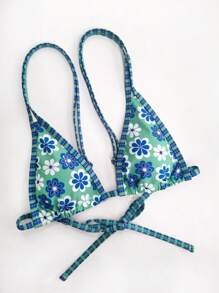 New Ditsy Floral Backless Tie-Up Cute Bikini Swimwear Set For Women, Beach Holiday Summer