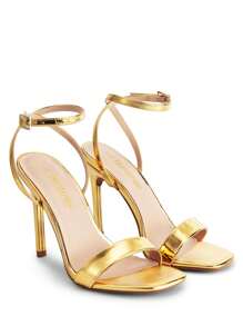 Women High Stilettos Fashion Open Square Toe Ankle Strap High Heeled Sandals For Party Wedding Wearing Autumn Daily Wearing - 金獎 - 查看 5