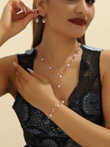 4-teiliges Perlenschmuckset Im Japanischen Und Koreanischen Stil, Bestehend Aus Halskette, Ohrringen Und Armband, Perfektes Hochzeits- Und Party-accessoire Für Frauen