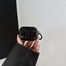 Creative Carbon Fiber Leather Airpods Pro/Pro2 1/2/3 Protective Case, Crocodile Skin Texture Anti-Drop Cover - Black - View 20