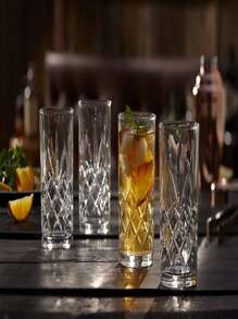 Royalty Art Kinsley Tall Highball Glasses Set Of 8, 12 Ounce Cups, Textured Designer Glassware For Drinking Water, Beer, Or Soda, And Elegant Dishware, Dishwasher Safe (Hiball) - trắng - Xem 4