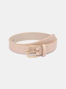 1 件女士纯色休闲聚氨酯金色金属扣装饰腰带，适合日常佩戴 - A - 查看 10