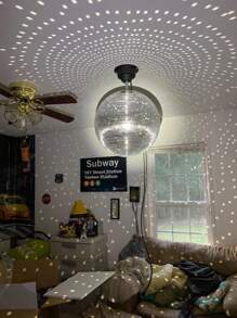 1 szt. Wisząca kula dyskotekowa z lustrzaną powierzchnią szklaną; odpowiednia na scenę, wystawę tortów weselnych, dekorację imprez, DJ-a, klub, bar, dekorację festiwalową, festiwal muzyczny, imprezę taneczną laserową, Boże Narodzenie - Wielokolorowe - Zobacz 12