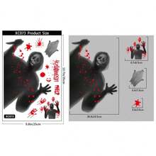 6Holiday Fan Car Bumper/Mall/Window Scene Decoration Halloween Horror Decoration Static Electricity Stickers - Multicolor - View 5