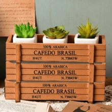 1 Pc, Vintage Solid Wood Succulent Plant Box, Old Wooden Pot Planter, Wooden Succulent Planter Rectangular Old Storage Wooden Box - Multicolor - View 4