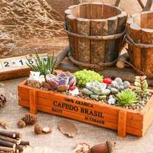 1 Pc, Vintage Solid Wood Succulent Plant Box, Old Wooden Pot Planter, Wooden Succulent Planter Rectangular Old Storage Wooden Box - Multicolor - View 5