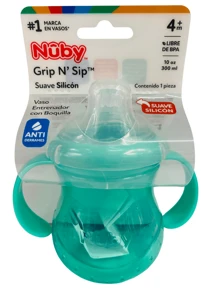 Vaso Entrenador Nuby, Boquilla De Silicon 295ml Antiderrame - verde menta - Ver 1