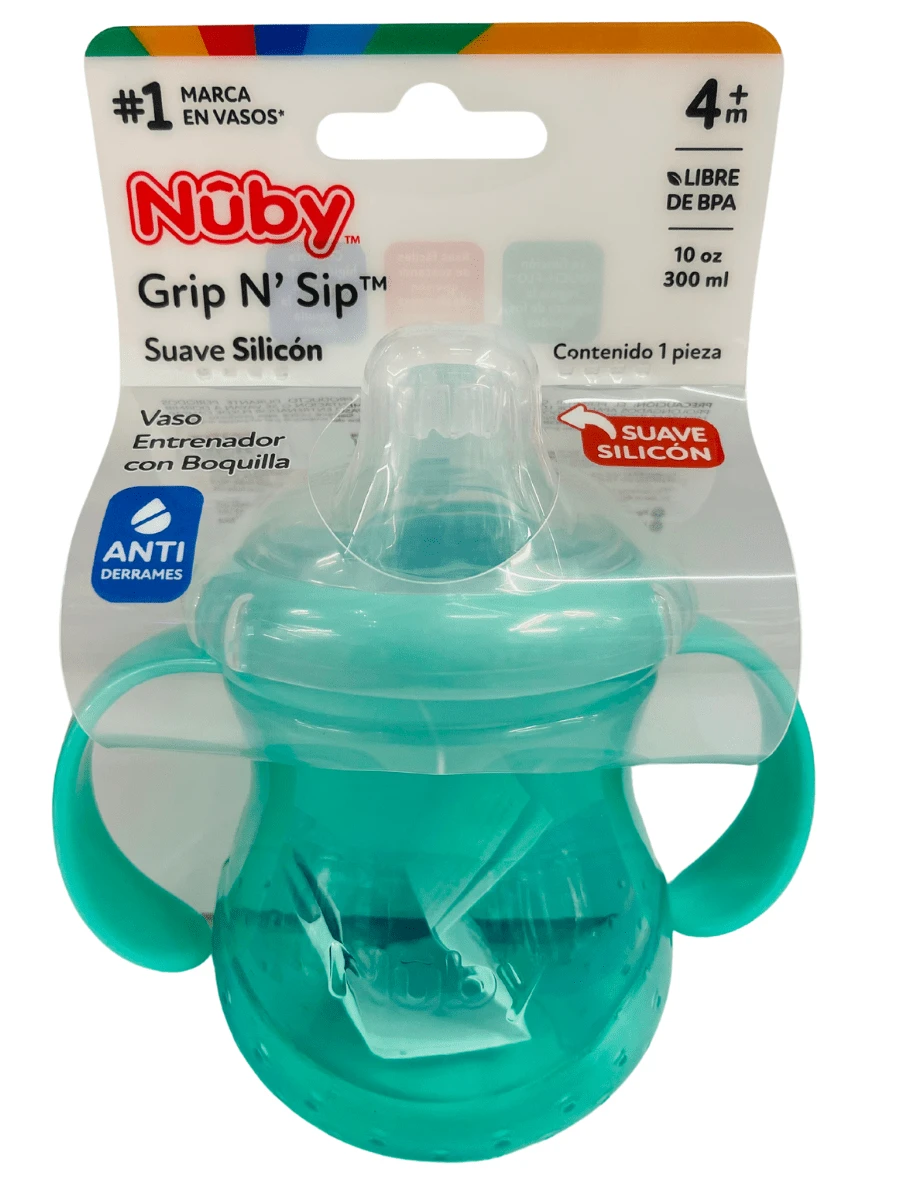 Vaso Entrenador Nuby, Boquilla De Silicon 295ml Antiderrame - verde menta - Ver 1