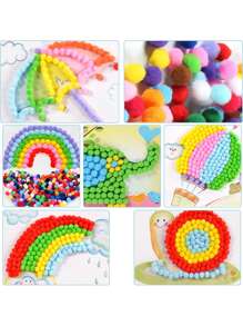 100/200Pcs 1cm/1.5cm Assorted Pompoms Multicolor Valentine Day Arts And Crafts Fuzzy Pom Poms Balls For DIY Creative Crafts Decorations, Christmas Gift Ideas, DIY Christmas Ornaments - Multicolor - View 4