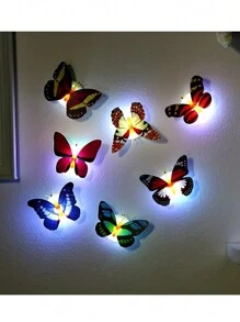 1/5/12/20/25 件多色 LED 3D 蝴蝶装饰灯、壁灯适用于花园、后院、草坪、派对、节日、家居和庭院装饰，颜色随机 - 顏色隨機 - 查看 9