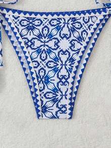 2pcs Digital Print Bikini Set, For Summer Beach Vacation - Multicolor - View 9