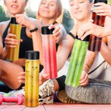 6 Packs 13.6 OZ (400 Ml) Clear PET Plastic Juice Bottles With Black Lids- Plastic Smoothie Bottles Ideal For Juice, Milk And Other Beverage,Empty Plastic Juice Bottles With Leak-Proof Caps Clear Water Bottle, For Outdoor, Camping