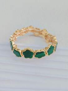 1pc Fashion Minimalist 3D Flower Alloy Stretch Bracelet - Multicolor - View 5