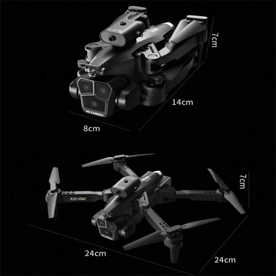 Nuevo Cuadricóptero Drone K10 con 3 cámaras, detección de obstáculos