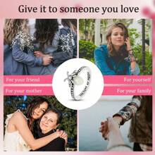 1 件银色复古你照亮我的生活夜光萤火虫可堆叠戒指女士戒指时尚首饰女士日常珠宝礼物 - 銀色 - 查看 7