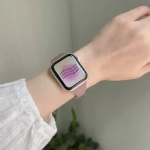 1 dây đeo đồng hồ silicon siêu mỏng, tương thích với Apple Watch, kiểu dáng thể thao dành cho nữ, kích thước 38mm, 40mm, 41mm, 42mm, 44mm, 45mm, 46mm, 49mm; Dây đeo cao su mỏng, tương thích với Apple Watch Ultra, S10, 9/8/7/6/5/4/3/2/1, dòng SE - Khói tím - Xem 2
