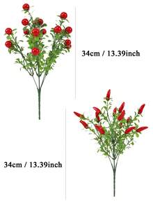 1 件 13.39 英寸/34 厘米人造塑料辣椒束，假植物，人造蔬菜枝，逼真的绿色植物，适用于家庭装饰、派对、办公室、厨房架子、圣诞节、DIY 节日装饰、农舍花瓶装饰、冬季、返校 - 辣椒綠植 - 查看 2