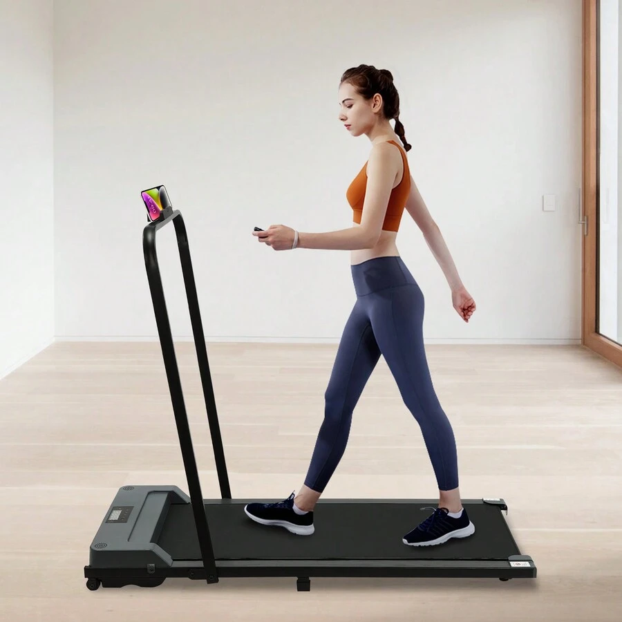 Folding Treadmill, Electric Treadmill, Walking Jogging Machine For Home Office - Grey - View 1