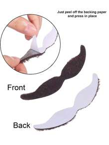 60 件/套 - 17 种款式万圣节自粘式新奇假胡子、万圣节角色扮演装饰性假胡子贴纸、法国海盗侦探胡子、墨西哥狂欢节圣诞派对用品、化妆舞会配件，款式随机搭配 - 黑色 - 查看 5