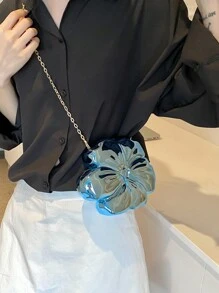 新款花包清心甜美单肩斜跨包，婚礼必备单品，完美搭配毕业礼服、舞会礼服 - 藍色 - 查看 7