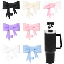 1 pieza/2 piezas Tapa de silicona para pajilla de 10 mm con diseño de lazo, cubierta antipolvo para pajillas de gran diámetro, se ajusta a tumblers de 30 y 40 onzas, accesorios para tazas, regalos, cocina, regalo de Navidad, útiles escolares