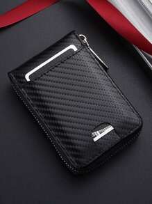 1pc Fashionable Men Wallet, Faux Carbon Fiber Pattern, Accordion Zip, RFID Blocking Card SlotsLarge Capacity Multi-Card Slots,Business Casual Style,Birthday Gift,Graduation Gift,Father's Day Gift