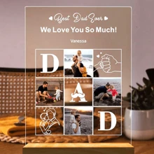 A Personalized Collage Photo LED Night Light, Custom Acrylic Night Light With Photo And Text For Dad, Customized Photo Lamp, Personalized Photo Collage LED Light, Personalized Photo Collage Gift, Bedroom Night Light, Birthday Gift, Father's Day Gift, Unique Wedding Gift, Anniversary Gift, Gift For Him/Boyfriend/Husband. Upload A Photo To Customize A Personalized Birthday Gift, Commemorative Item, Or Celebrate A Special Moment.