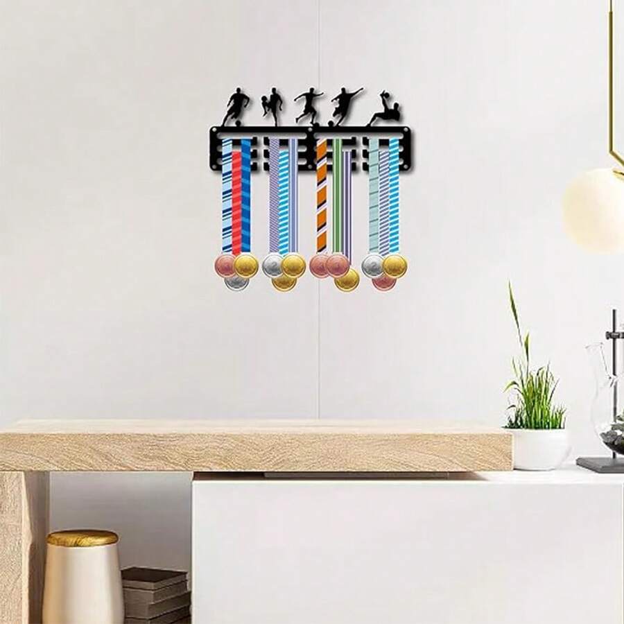 1pc Football/Running Medal Hanger Display Rack For Wall Home Badge Competition Gymnastics Swimming Medal Winning Storage Hook - Multicolor - View 1