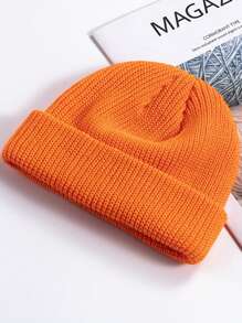 1pc Solid Color Beanie Hat For Men, Knitted And Warm, Korean Style, Versatile And Hat For Winter - A - View 17