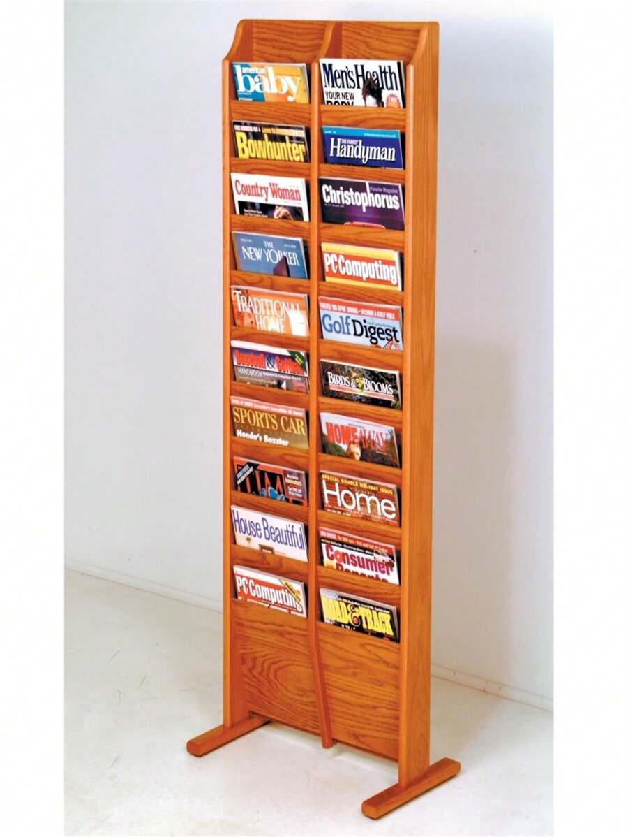 Wooden Mallet MR20-FSBL Cascade Free Standing 20 Pocket Magazine Rack ...