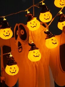1 件万圣节南瓜灯串 1.5 米/3 米/6 米，电池供电照明氛围灯巫师帽南瓜头灯装饰万圣节户外室内派对 - 彩色 - 查看 10