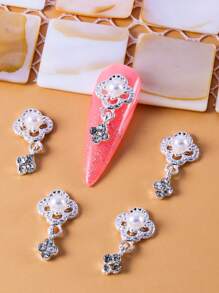 5 件闪亮四叶草密镶水晶流苏合金美甲饰品 - 彩色 - 查看 10