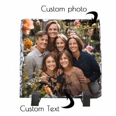 Custom Square Rock Slate Frame - Personalized Photo Stone Frame Plaque. Eternity Marks A Memorable Day. - Birthday Gifts For Mom Dad Boyfriend For Thanksgiving Xmas Mothers Fathers Day Valentine's Day 1pc Ornamental, Exquisite, Stylish, Contracted, Modern Custom, Personalized, Unique Ideal Gifts For Him Her, Boyfriend, Girlfriend, Dad, Mom, Family, Friends For Birthdays, For Children's Day, For Graduation, For Weddings, For Housewarming Dining Room, Living Room, Valentine Day Decor,Multi-Functional, ,Ornamental,Reusable,Exquisite,Stylish,High-Quality,Colorful,Modern,Custom,Personalized,Unique,Ideal Gifts For Him,Ideal Gifts For Her,Boyfriend,Dad,Girlfriend,Mom,Family,Friends,Tea Room,Home,Garden,Office,For Anniversaries,For Valentine's Day,For Mother's Day,For Birthdays,For Father's Day,For Graduation,For Weddings,For Housewarming