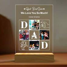 A Personalized Collage Photo LED Night Light, Custom Acrylic Night Light With Photo And Text For Dad, Customized Photo Lamp, Personalized Photo Collage LED Light, Personalized Photo Collage Gift, Bedroom Night Light, Birthday Gift, Father's Day Gift, Unique Wedding Gift, Anniversary Gift, Gift For Him/Boyfriend/Husband. Upload A Photo To Customize A Personalized Birthday Gift, Commemorative Item, Or Celebrate A Special Moment.