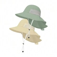 Binomata 2顶幼儿及儿童卡通印花渔夫帽，可调节宽檐沙滩遮阳帽，防紫外线，适合0-6岁儿童 - 彩色 - 查看 12