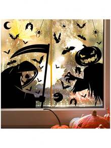 Halloween Giant Spooky Monster Ghost Window Stickers Bat Skeleton Halloween Party Decoration Static Stickers - Multicolor - View 14
