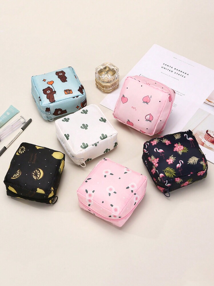 卡通少女卫生巾收纳袋大容量女生月经卫生巾收纳袋便携旅行袋 - 彩色 - 查看 3