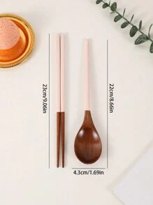 1set Colorful Wooden Spoon And Chopsticks Set, For Everyday Dining Christmas Gift,School Supplies - Multicolor - View 12
