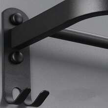 Aluminum Wall Mounted Towel Racks For Bathroom, Shower Room Holder, Towel Bar, Hanger - 黑色/CF-058 - 查看 2