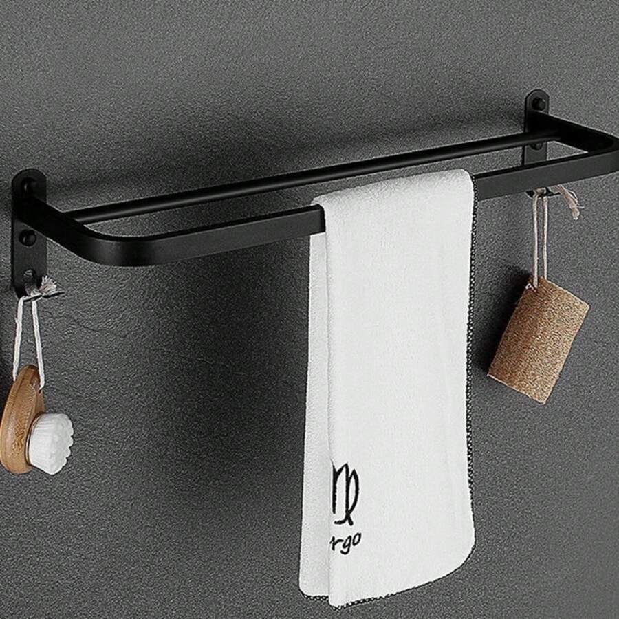 Aluminum Wall Mounted Towel Racks For Bathroom, Shower Room Holder, Towel Bar, Hanger - 黑色/CF-058 - 查看 1