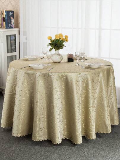 1 pieza Mantel redondo de jacquard premium verde