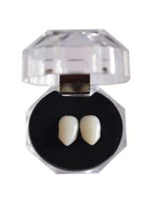 1 Pair Halloween Vampire Zombie Fake Teeth, Funny Fake Teeth Toy, Party Fake Teeth, Fang Makeup, Ball Fake Teeth Accessory - White - View 2