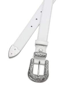 CHAOREN 1pcs Womens Western Belt - 1.1" CR Cowboy Belt Leather Belt Women - Country Belts For Women Waist Belt For Women Fashion - White - View 4